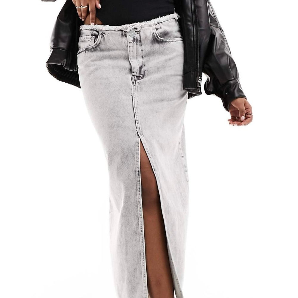 AllSaints Honor maxi denim skirt in acid wash